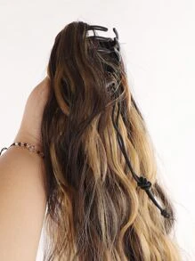 Medium Curly Ponytail Synthetic Hair Extension - Multicolor - View 5