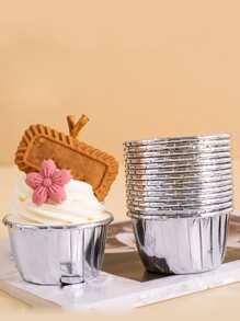 50 cái/bộ Cốc Nướng Bánh Giấy, Lót Cupcake Muffin Bạc Cho Bữa Tiệc - Bạc - Xem 6