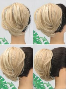 Updo de cabello corto recto sintético - Color Piano - Ver 6