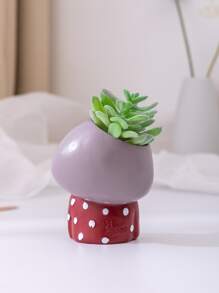 1pc Resin Flowerpot With Cute Girl Shape, Home Decoration, Pencil Holder, Storage Container - Multicolor - View 2