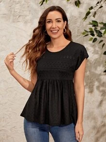 EMERY ROSE Áo thun nữ màu trơn Giải trí - màu đen - Xem 1