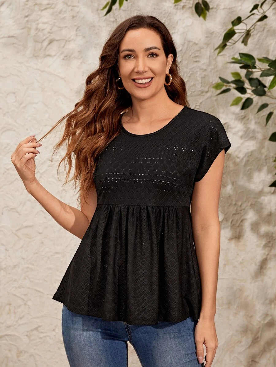 EMERY ROSE Áo thun nữ màu trơn Giải trí - màu đen - Xem 1