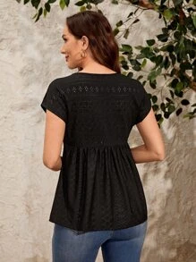 EMERY ROSE Áo thun nữ màu trơn Giải trí - màu đen - Xem 2