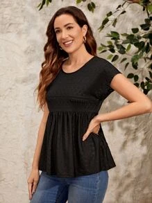 EMERY ROSE Áo thun nữ màu trơn Giải trí - màu đen - Xem 3