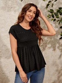 EMERY ROSE Áo thun nữ màu trơn Giải trí - màu đen - Xem 4