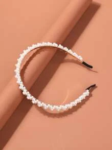 1pc Bride Hair Accessory Women's Handmade Braided Knot Simple & High-End Faux Pearl Headband, Japanese & Korean Style Headwear Valentine's Day Accessories - White - View 3