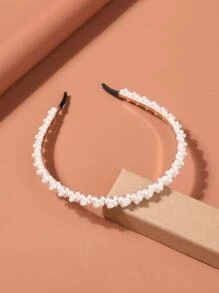 1pc Bride Hair Accessory Women's Handmade Braided Knot Simple & High-End Faux Pearl Headband, Japanese & Korean Style Headwear Valentine's Day Accessories - White - View 4
