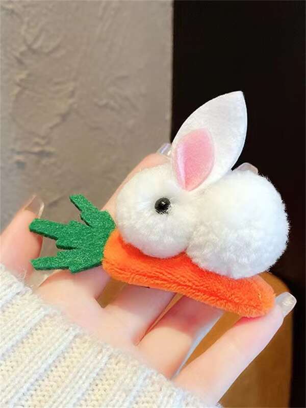 Carrot & Cartoon Rabbit Decor Snap Clip