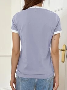 DAZY Letter Graphic Contrast Binding Tee