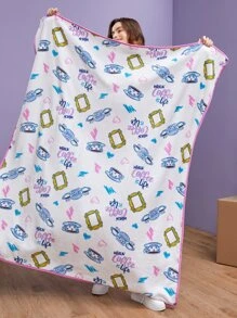 FRIENDS X SHEIN 1pc Cup & Slogan Graphic Throw Blanket - Multicolor - View 3