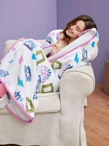 FRIENDS X SHEIN 1pc Cup & Slogan Graphic Throw Blanket - Multicolor - View 4