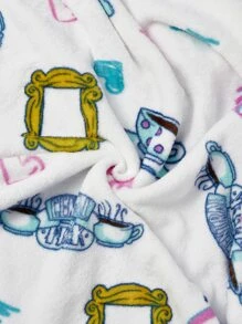 FRIENDS X SHEIN 1pc Cup & Slogan Graphic Throw Blanket - Multicolor - View 6