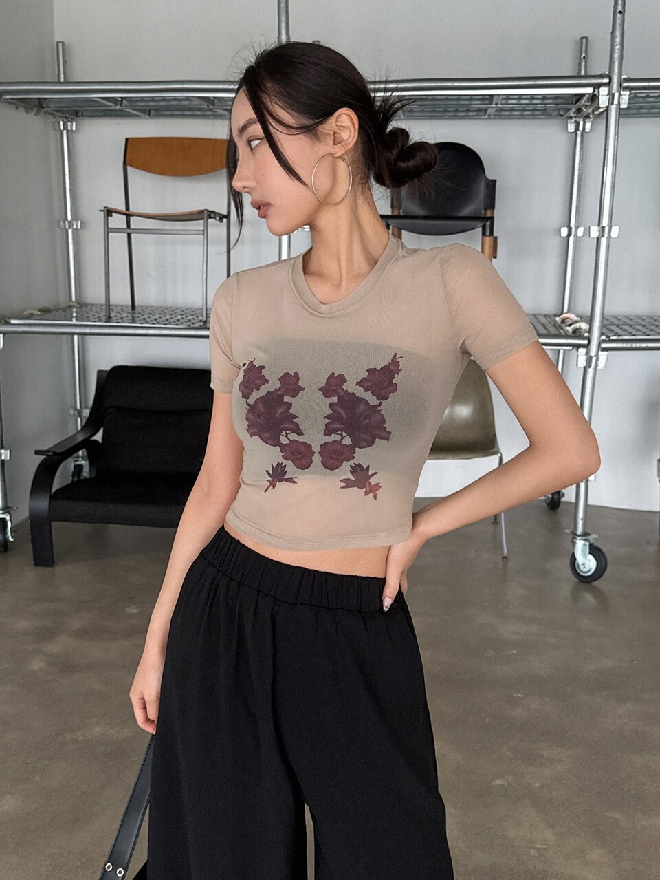 Floral Print Crop Tee