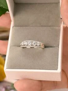 AIHUASI 1入組女士魅力925純銀婚禮訂婚戒指,閃耀立體氧化鋯石,時尚精品珠寶,情人節禮物婚禮珠寶