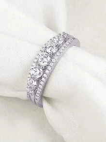 AIHUASI 1入組女士魅力925純銀婚禮訂婚戒指,閃耀立體氧化鋯石,時尚精品珠寶,情人節禮物婚禮珠寶