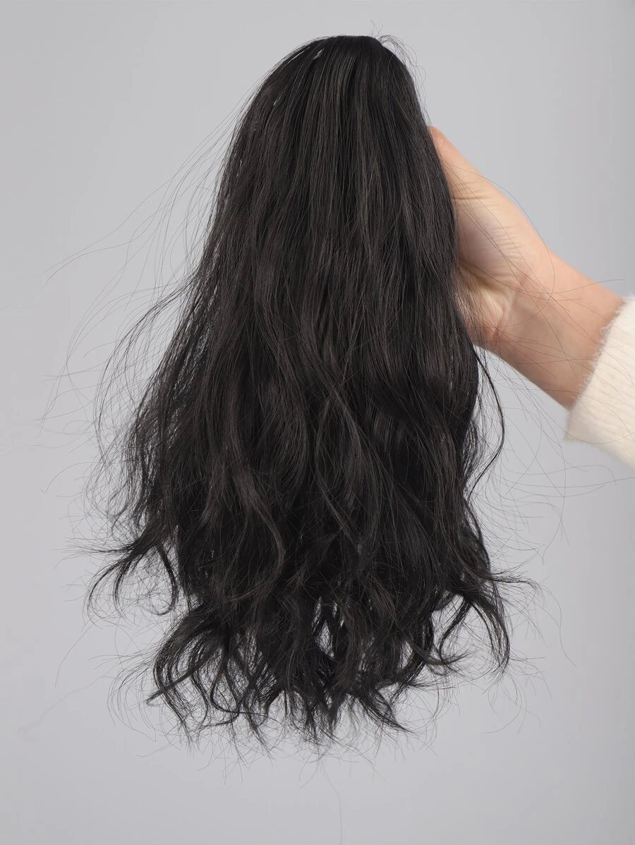 Short Curly Ponytail Synthetic Hair Extension With Claw - Black - View 1