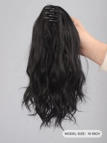 Short Curly Ponytail Synthetic Hair Extension With Claw - Black - View 2