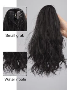 Short Curly Ponytail Synthetic Hair Extension With Claw - Black - View 4