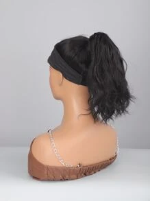 Short Curly Ponytail Synthetic Hair Extension With Claw - Black - View 7
