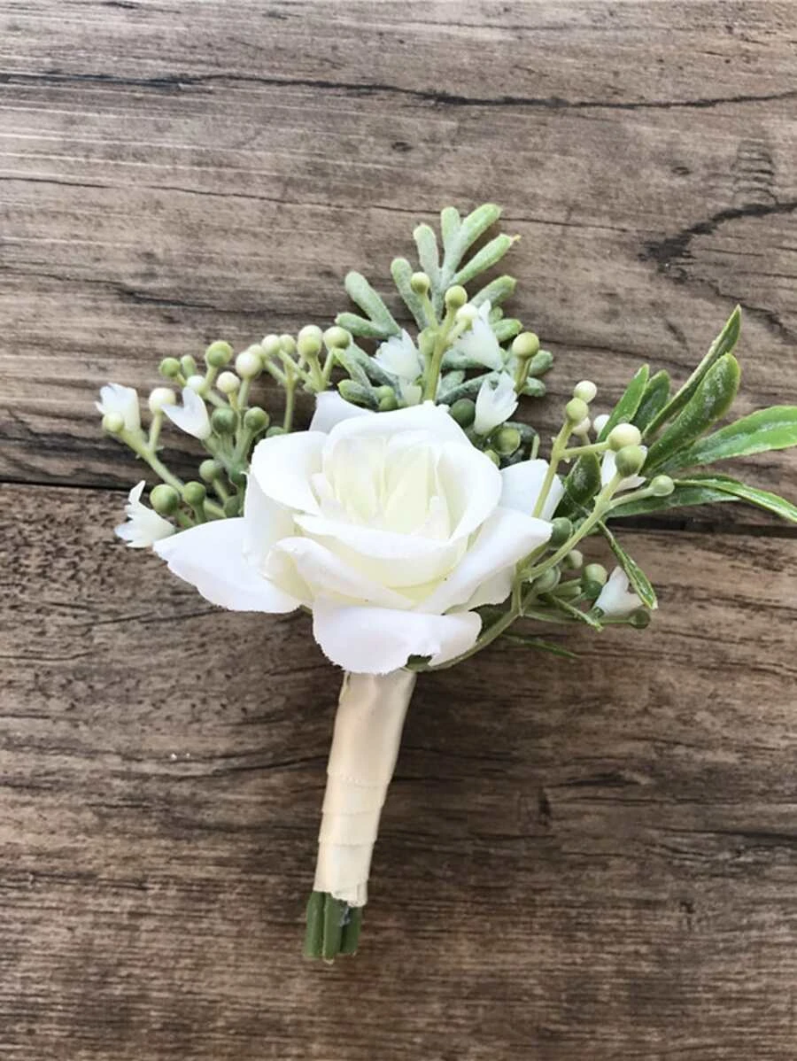 Flower Decor Boutonniere - Beige - View 1