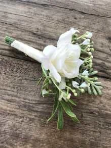 Flower Decor Boutonniere - Beige - View 2
