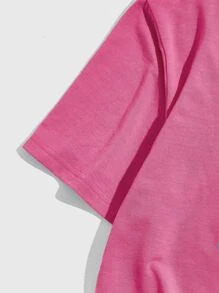 ROMWE MEN Prep Guys Star Letter Graphic Tee - Hot Pink - View 4