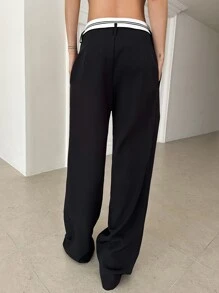 DAZY Cao eo quần ống rộng Quần tây - màu đen - Xem 2