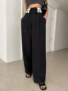 DAZY Cao eo quần ống rộng Quần tây - màu đen - Xem 3