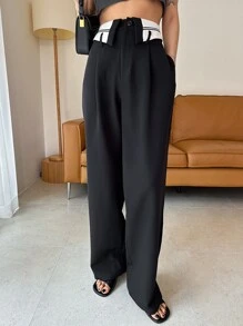 DAZY Cao eo quần ống rộng Quần tây - màu đen - Xem 6