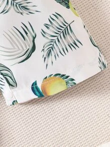 Baby Boy Lemon Print Polo Neck Tee Romper - White - View 5