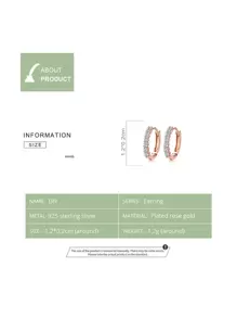 ESBERRY Bông tai bạc trang trí bằng đá khối Zirconia - Hoa hồng vàng - Xem 3