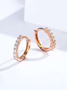 ESBERRY Bông tai bạc trang trí bằng đá khối Zirconia - Hoa hồng vàng - Xem 6