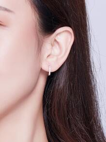 ESBERRY Bông tai bạc trang trí bằng đá khối Zirconia - Hoa hồng vàng - Xem 2