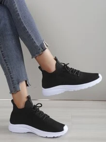 女士轻质网眼透气跑步鞋，瑜伽必备舒适低帮厚底运动鞋