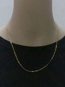 Hombres Collar de cadena minimalista - Amarillo Oro - Ver 2