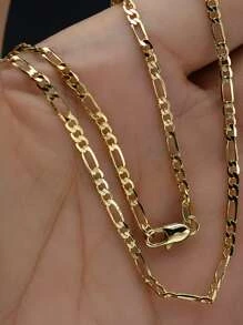 Hombres Collar de cadena minimalista - Amarillo Oro - Ver 3