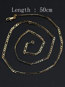 Hombres Collar de cadena minimalista - Amarillo Oro - Ver 6