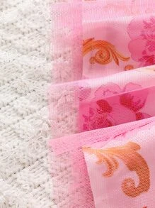 Baby Floral Print Mesh Overlay Bow Front Dress - Multicolor - View 5