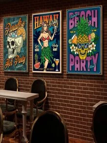 3入組/套骷髏和人像圖案復古無框繪畫 - 彩色 - 查看 5