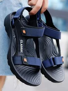 Sport Sandals Men Two Tone Letter Graphic Hook-and-loop Fastener Sandals