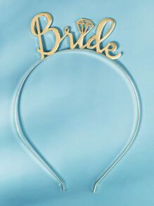 Diamond & Letter Decor Bride Headband - Gold - View 1