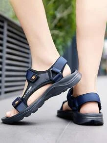 Sport Sandals Men Two Tone Letter Graphic Hook-and-loop Fastener Sandals