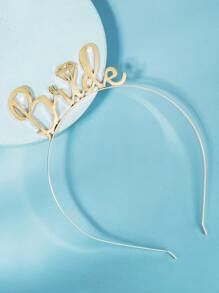 Diamond & Letter Decor Bride Headband - Gold - View 2