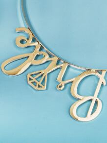 Diamond & Letter Decor Bride Headband - Gold - View 3