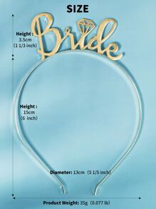 Diamond & Letter Decor Bride Headband - Gold - View 4