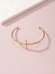 十字架裝飾手鐲 - 金黃色 - 查看 2