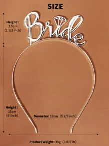 Diamond & Letter Decor Bride Headband Party Tiaras - Silver - View 4