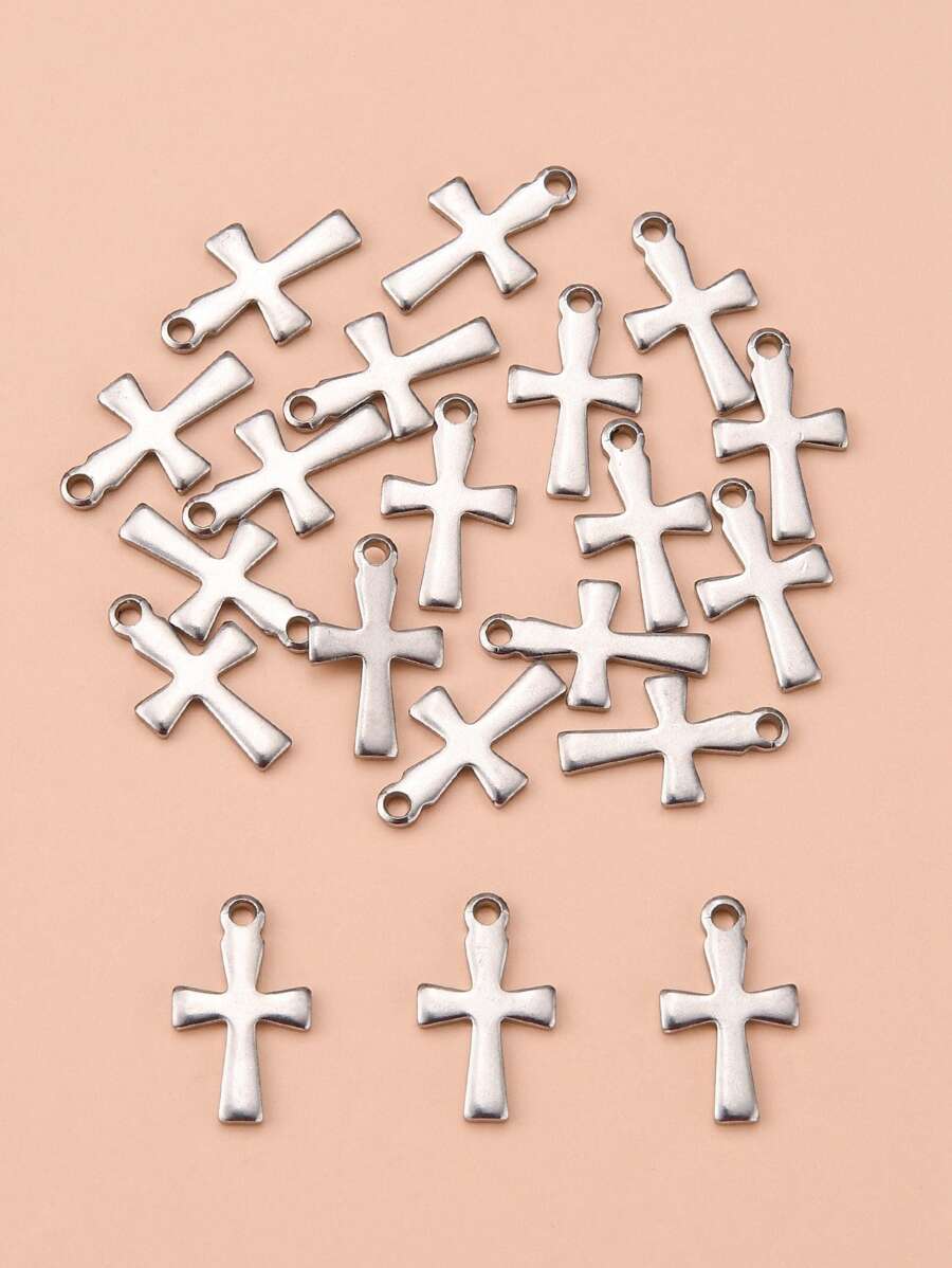 20入組/套十字DIY吊墜 - 銀色 - 查看 1