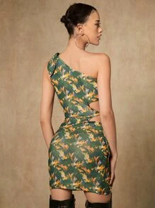 SHEIN ICON Đầm Cắt ra Hoa Tất cả trên in Boho - Nhiều màu - Xem 2