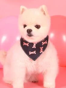 Supet 1入組骨圖案寵物方巾 - 黑色 - 查看 2